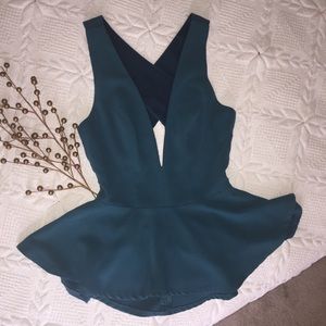 Lovers + Friends Peplum Green Top ✨